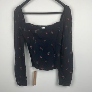 Reformation Reign Top - Black with Roses